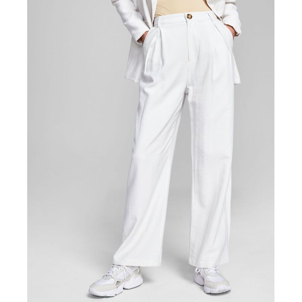 And Now This Now This Womens High Rise Wide Leg Textured Trouser Pants